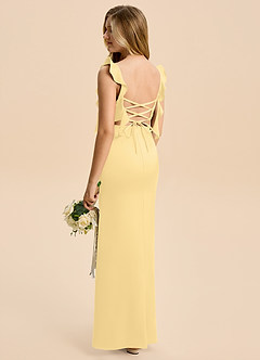 Azazie Jessamine Junior Butter A-Line Ruched Stretch Satin Dress image4
