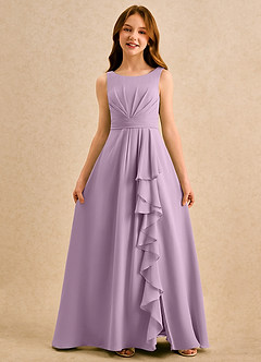 Azazie Chibi Girls Formal Blumenmädchenkleider A-Linie Plissee Chiffon Kleid Blauregen image3