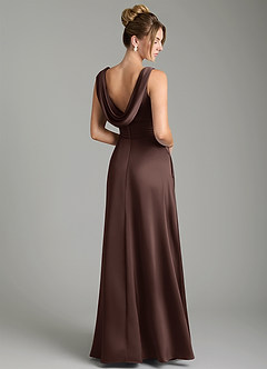Azazie Karina Bridesmaid Dresses Ganache A-Line Pleated Stretch Satin Dress image5
