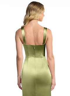 Azazie Alexis Schlussverkauf Etui Herzausschnitt Metallischer Satin Kleid Dusty Sage image5