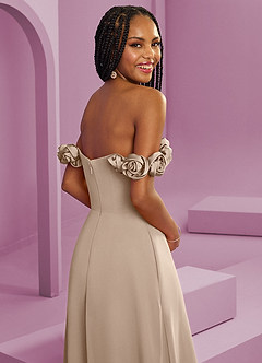 Barbie ♥ Azazie Bridesmaid Dresses Taupe A-Line Off the Shoulder Chiffon Convertible Dress image2