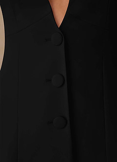 front Elara Black Extreme-Plunge Refined Weave 2-Piece Suit