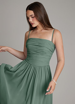 Azazie Andreina Bridesmaid Dresses Sea Moss A-Line Pleated Chiffon Dress image2