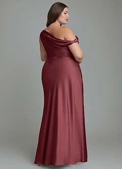 Azazie Emerson Bridesmaid Dresses Merlot Mermaid Off the Shoulder Stretch Satin Dress image9