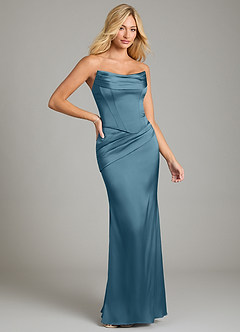 Azazie Sorrel Bridesmaid Dresses Bermuda Mermaid Strapless Stretch Satin Convertible Dress image6