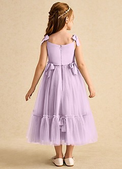 Azazie Jaci vestidos de niña de las flores Vestido de Lila Esmerilada de Gasa de Corte En A con Tirante Espagueti image5