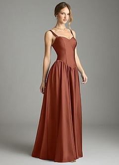 Azazie Evadina Suknie dla druhen Linia A Gorset Satyna elastyczna Do ziemi Sukienka image4