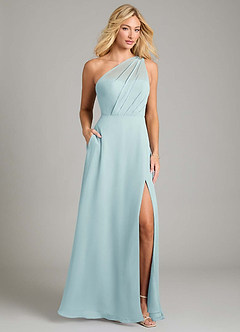 Azazie Phaedra Bridesmaid Dresses Sea Glass A-Line One Shoulder Chiffon Dress image1