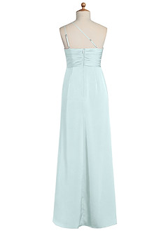 Azazie Eren Junior Sea Glass Sheath Pleated Stretch Satin Dress image7