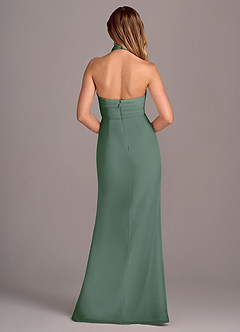 Azazie Jemma Bridesmaid Dresses Eucalyptus Sheath Pleated Chiffon Dress image2