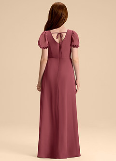 Azazie Priya Junior Merlot A-Line Blouson Chiffon Dress image2