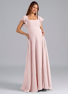 Azazie Bondi Maternity Bridesmaid Dresses A-Line Ruched Chiffon Floor-Length Dress image1