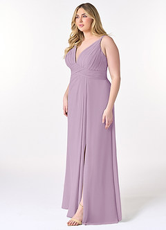 Azazie Maren Allure Bridesmaid Dresses A-Line V-Neck Lace Chiffon Floor-Length Dress image7