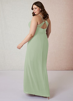 Azazie Blink Final Sale Dusty Sage Sheath V-Neck Chiffon Dress image9