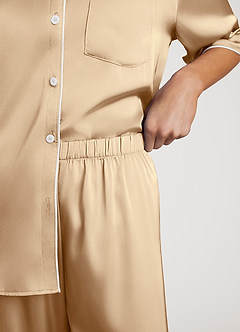 front Contrast-trimmed Pajama Set