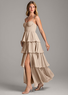 Azazie Alanna Bridesmaid Dresses Taupe A-Line Sweetheart Neckline Chiffon Dress image4