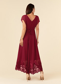 Azazie Palana Mother of the Bride Dresses Burgundy A-Line Lace Chiffon Dress image3