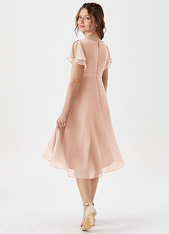 Azazie Graciela Junior A-Line Plisseret Chiffon Asymmetrisk Junior brudepige Kjole image6