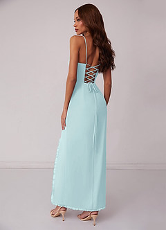 Barbie ♥ Azazie Bridesmaid Dresses Sea Glass Sheath Corset Chiffon Dress image3