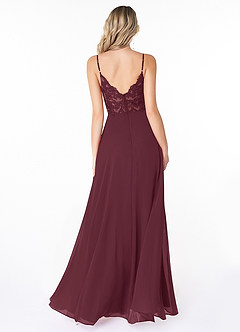 Azazie Lena Bridesmaid Dresses Cabernet A-Line Lace Chiffon Dress image2