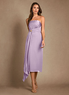 Azazie Dinanta Mother of the Bride Dresses Frosted Lilac Column Pleated Chiffon Dress image6
