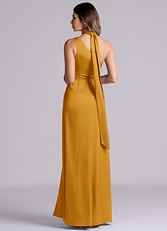 Azazie Philana Bridesmaid Dresses Butterscotch A-Line One Shoulder Stretch Satin Dress image7
