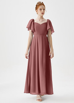 Azazie Chloe Junior Dusty Blue A-Line Sweetheart Neckline Chiffon Dress image5