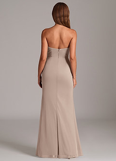 Azazie Katelyn Jurken voor bruidsmeisjes Converteerbaar Jurk van Mesh met Kolom Strapless Taupe image7