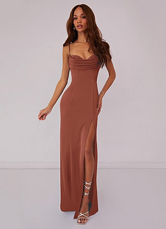 Barbie ♥ Azazie Bridesmaid Dresses Auburn Mermaid Corset Stretch Satin Dress image1
