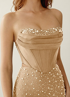 Esme Champagne Two-piece Corset Stretch Satin Mermaid Prom Dress image5