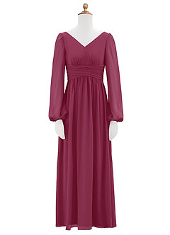 Azazie Norah Junior Mulberry A-Line Pleated Chiffon Dress image6