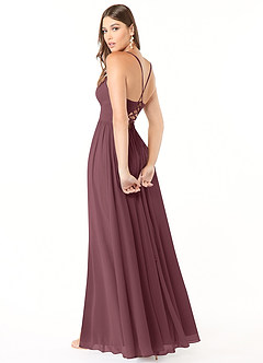 Azazie Aaida Vestidos de damas de honor Vestido de Sangrado de Gasa de Corte en A con Corsé image5