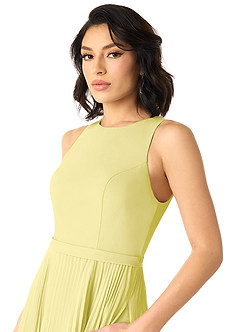 Azazie Lindie Bridesmaid Dresses Lemon Sorbet A-Line Scoop Pleated Chiffon Dress image4