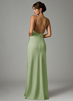 Azazie Stefania 신부 들러리 드레스 A라인 스트레치 새틴 바닥 길이 드레스 image2