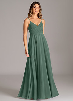 Azazie Amani Bridesmaid Dresses Sea Moss A-Line Pleated Chiffon Dress image5