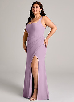 Azazie Mero Bridesmaid Dresses Wisteria Sheath Pleated Chiffon Dress image12