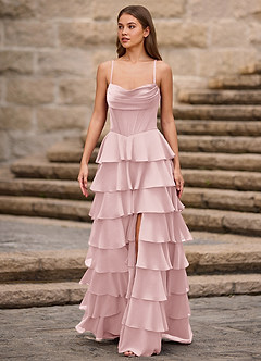 Rhythm Rosa Cipria Abito da ballo a trapezio con volant image5