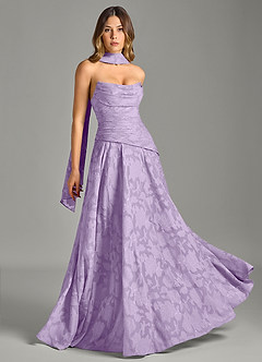 Azazie Gabriela Bridesmaid Dresses Lilac A-Line Strapless Floral Burnout Dress image5