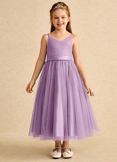 Azazie Patootie vestidos de niña de las flores Vestido de Glicinia de Tul de Corte En A con Tirante Espagueti image1