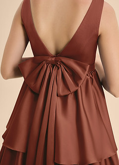 Azazie Meadowyn Junior Auburn A-Line Bow Stretch Satin Dress image7