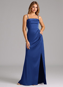 Azazie Aretha Bridesmaid Dresses Royal Blue A-Line Strapless Stretch Satin Convertible Dress image6
