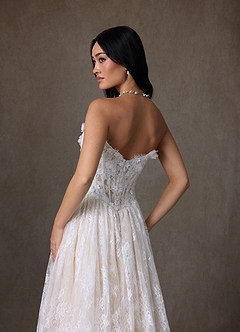 Azazie Vanessa Robes de mariée Robe Princesse en Dentelle Sans bretelles Diamant Blanc Champagne image14
