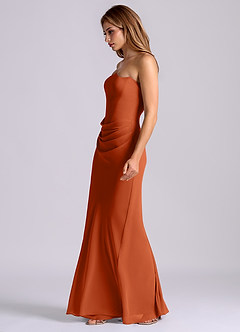 Azazie Debby Bridesmaid Dresses Burnt Orange Mermaid Strapless Chiffon Dress image4