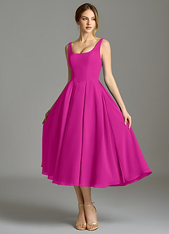 Azazie Amalie Bridesmaid Dresses Fuchsia A-Line Pleated Chiffon Dress image6