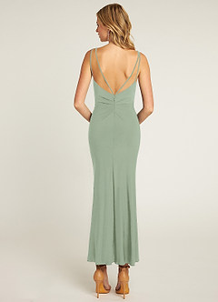 Azazie Chise Final Sale Agave Sheath Pleated Luxe Knit Dress image2