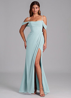 Azazie Johana Jurken voor bruidsmeisjes Converteerbaar Jurk van Chiffon met Zeemeermin Off the Shoulder De Nevel image4