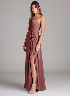 Azazie Brooke Bridesmaid Dresses Amethyst A-Line One Shoulder Stretch Satin Dress image5