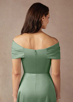 Azazie Amelia Kleider für die Brautmutter A-Linie Schulterfrei Stretch-Satin Kleid Matcha image8