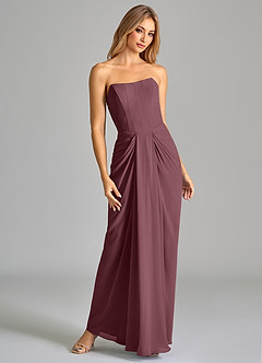 Azazie Anaïs Bridesmaid Dresses Sangria Sheath Strapless Chiffon Dress image4