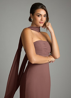 Azazie Saylor Brudtärnklänningar Klä av Sjöjungfru i Chiffong Axelbandslös Espresso image2